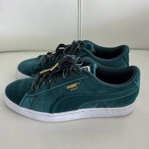 Puma Womens Basket Classic Velvet Lace Up Sneakers Shoes Green 7.5